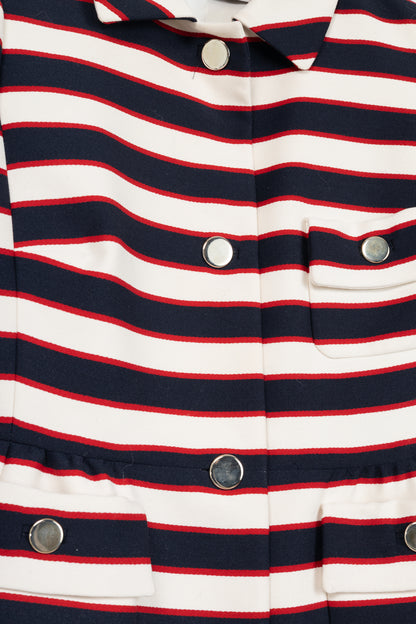 Valentino Resort 2014 White & Navy Striped Wool & Silk Peplum Jacket