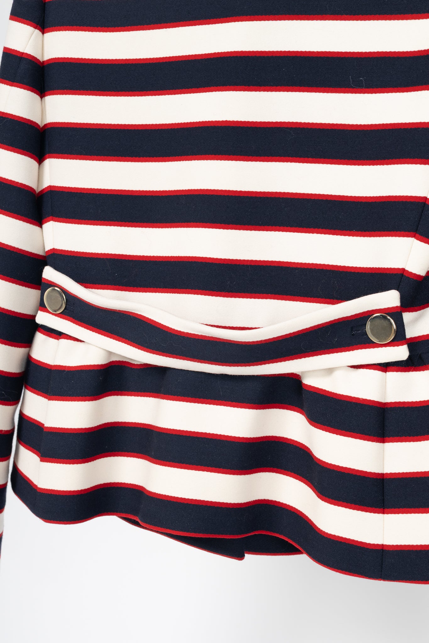 Valentino Resort 2014 White & Navy Striped Wool & Silk Peplum Jacket