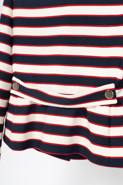 Valentino Resort 2014 White & Navy Striped Wool & Silk Peplum Jacket