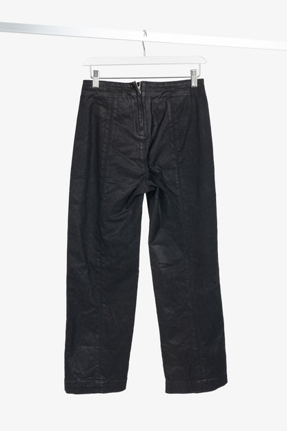 Veronica Beard Brinley Black Coated Wide Crop Extra High Rise Jeans