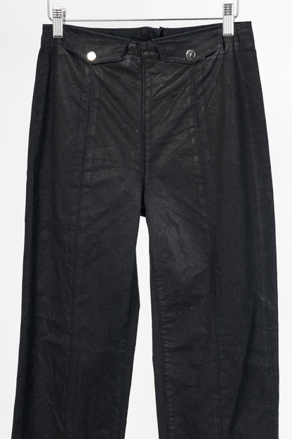 Veronica Beard Brinley Black Coated Wide Crop Extra High Rise Jeans