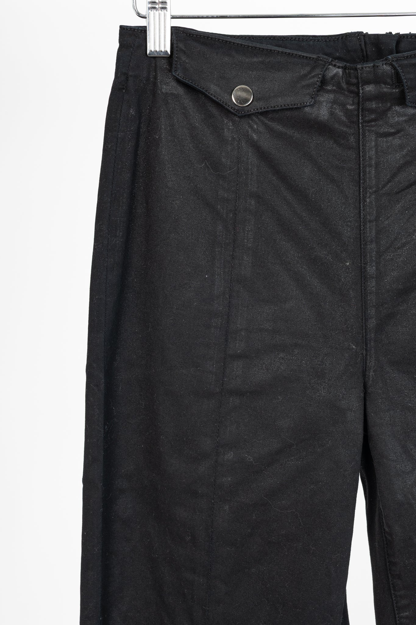 Veronica Beard Brinley Black Coated Wide Crop Extra High Rise Jeans