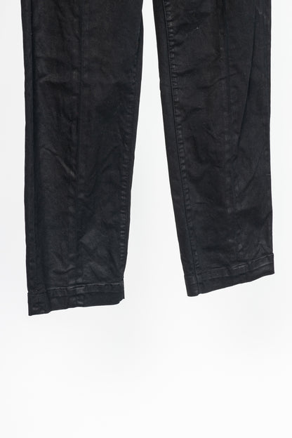 Veronica Beard Brinley Black Coated Wide Crop Extra High Rise Jeans