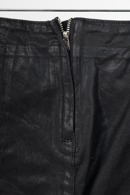 Veronica Beard Brinley Black Coated Wide Crop Extra High Rise Jeans