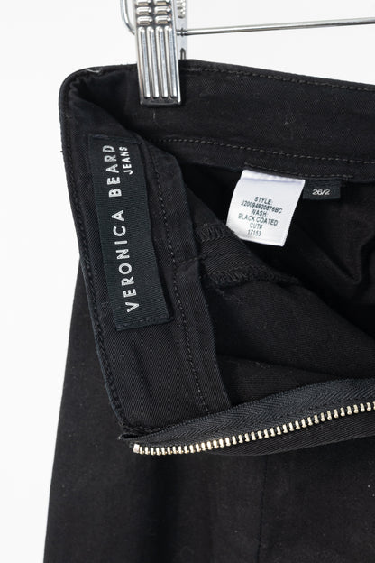 Veronica Beard Brinley Black Coated Wide Crop Extra High Rise Jeans