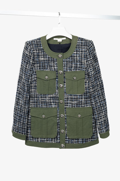 Veronica Beard Fielding Navy Multi Cotton-Blend Tweed Dickey Jacket