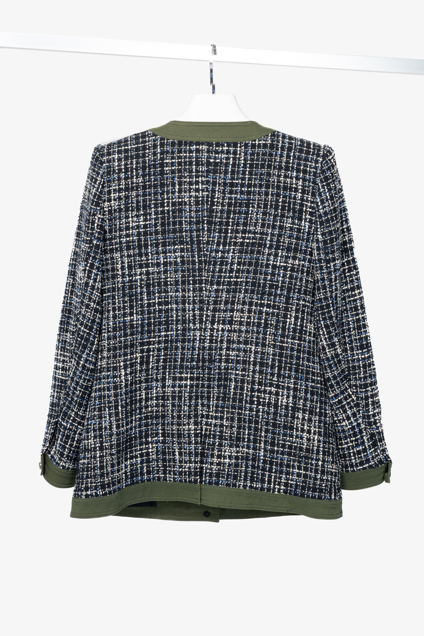 Veronica Beard Fielding Navy Multi Cotton-Blend Tweed Dickey Jacket