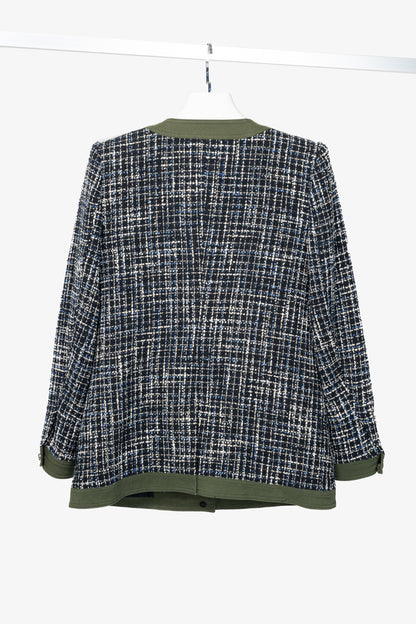 Veronica Beard Fielding Navy Multi Cotton-Blend Tweed Dickey Jacket