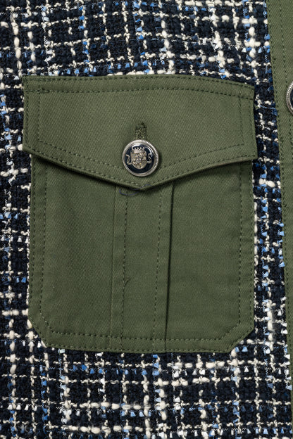 Veronica Beard Fielding Navy Multi Cotton-Blend Tweed Dickey Jacket
