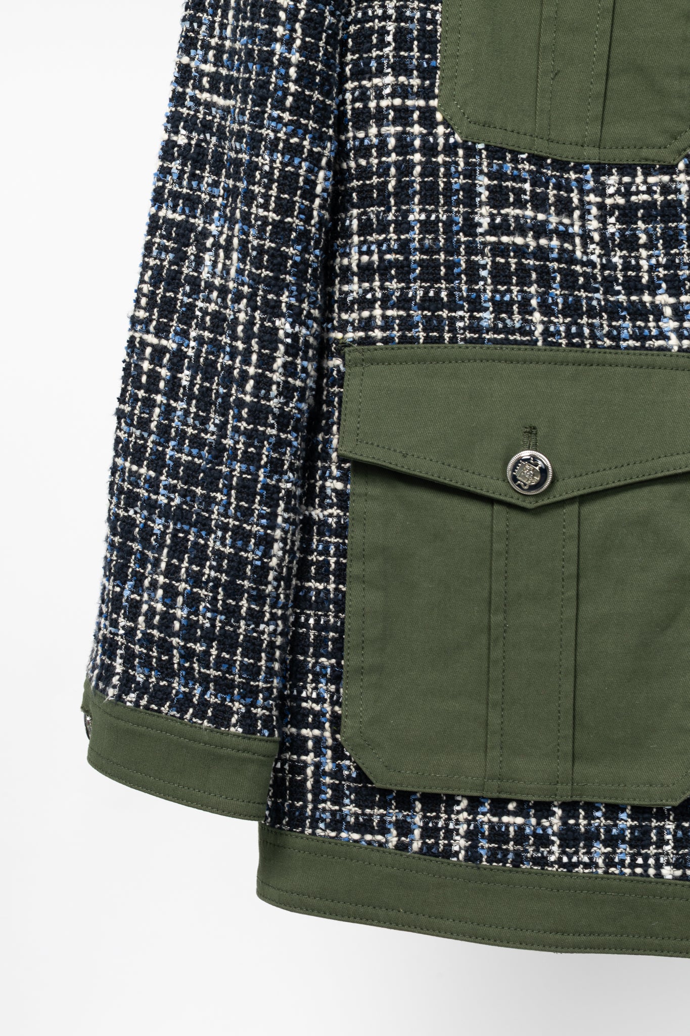 Veronica Beard Fielding Navy Multi Cotton-Blend Tweed Dickey Jacket