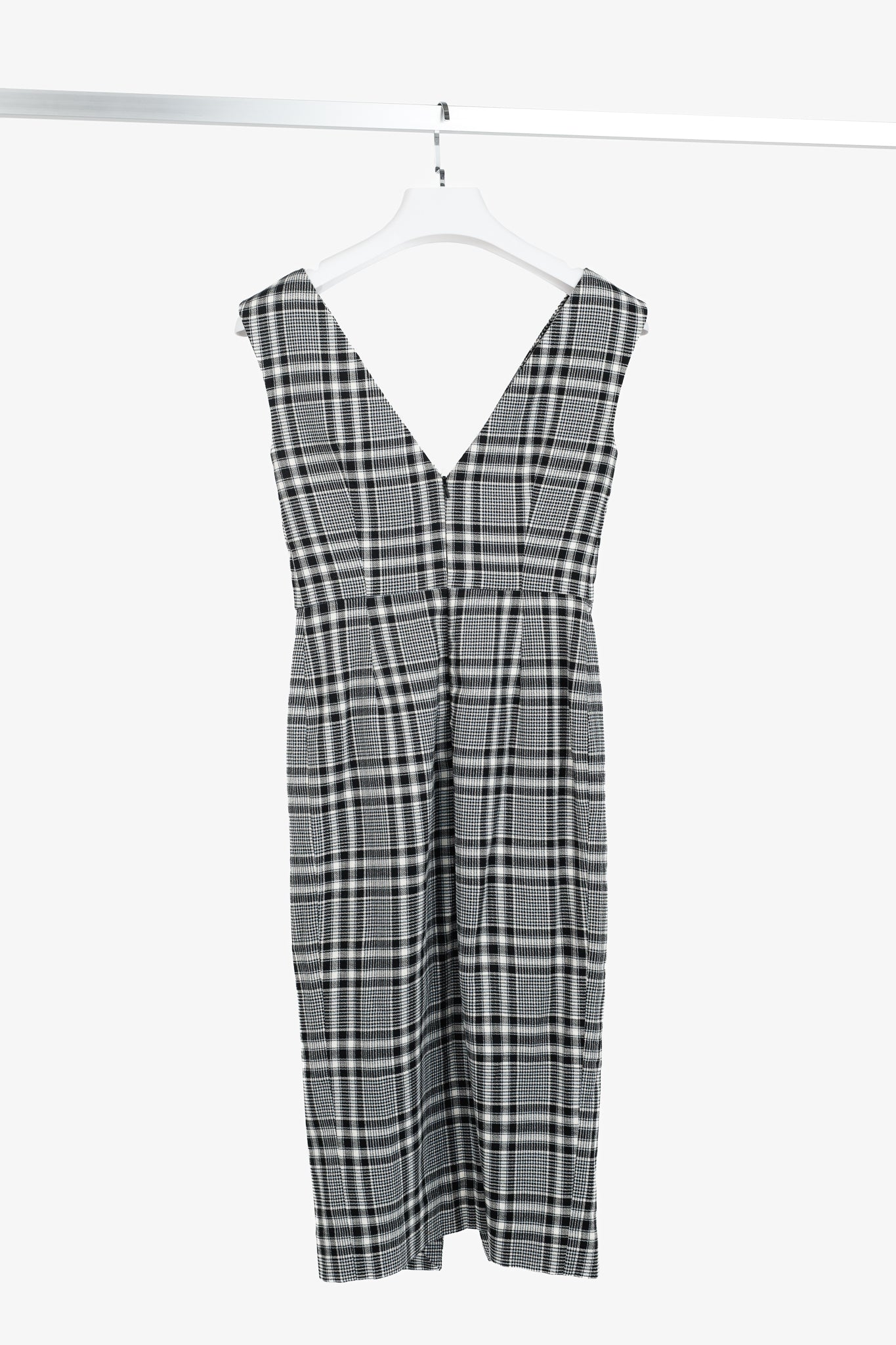 Veronica Beard Lark Black & White Plaid Cotton-Blend Sheath Midi Dress