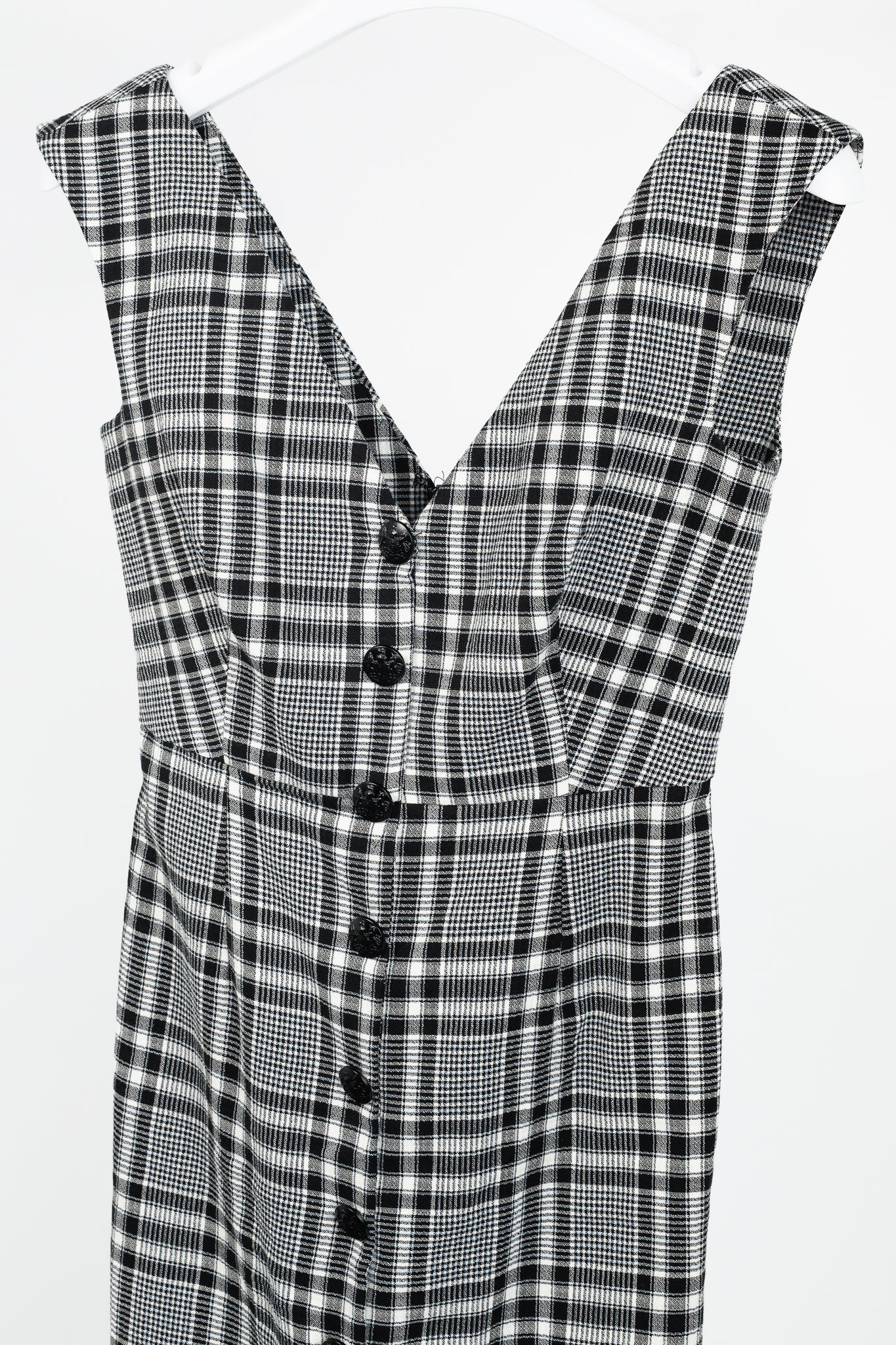 Veronica Beard Lark Black & White Plaid Cotton-Blend Sheath Midi Dress