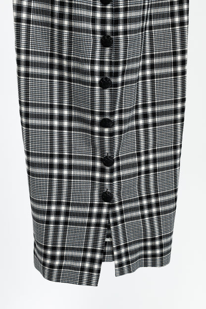 Veronica Beard Lark Black & White Plaid Cotton-Blend Sheath Midi Dress