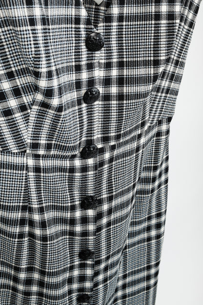 Veronica Beard Lark Black & White Plaid Cotton-Blend Sheath Midi Dress
