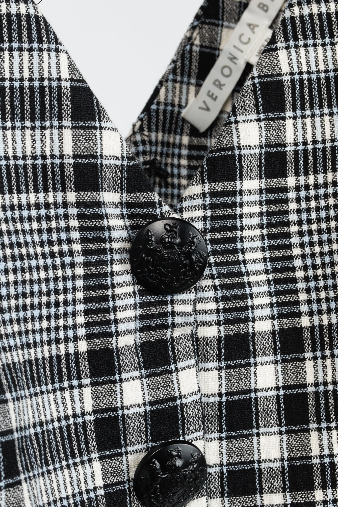 Veronica Beard Lark Black & White Plaid Cotton-Blend Sheath Midi Dress