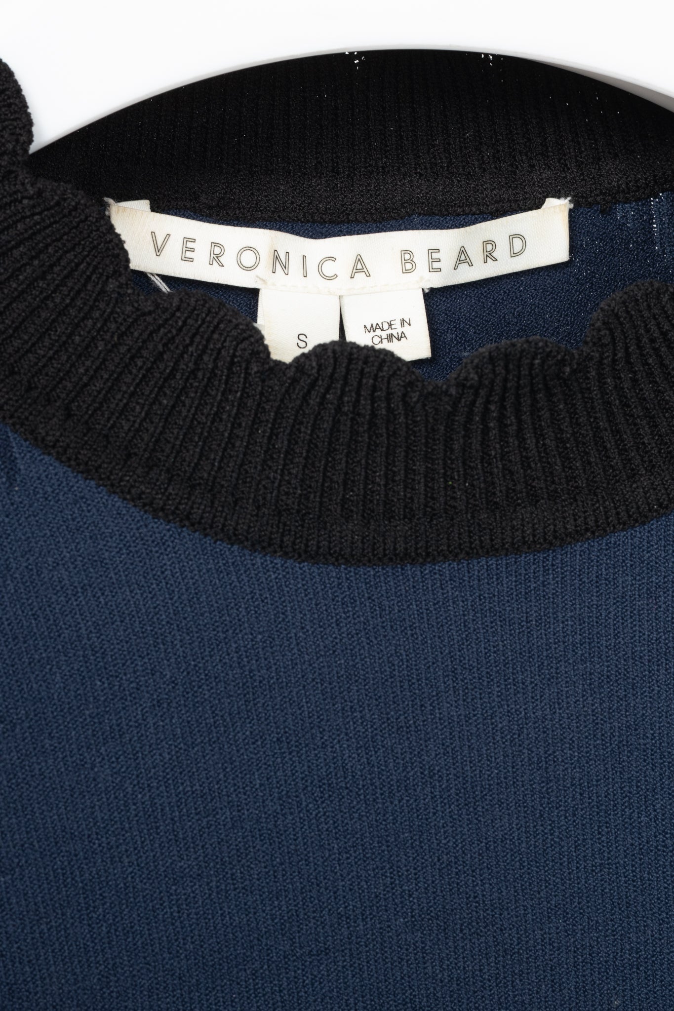 Veronica Beard Roy Navy Mix-Media Sweater