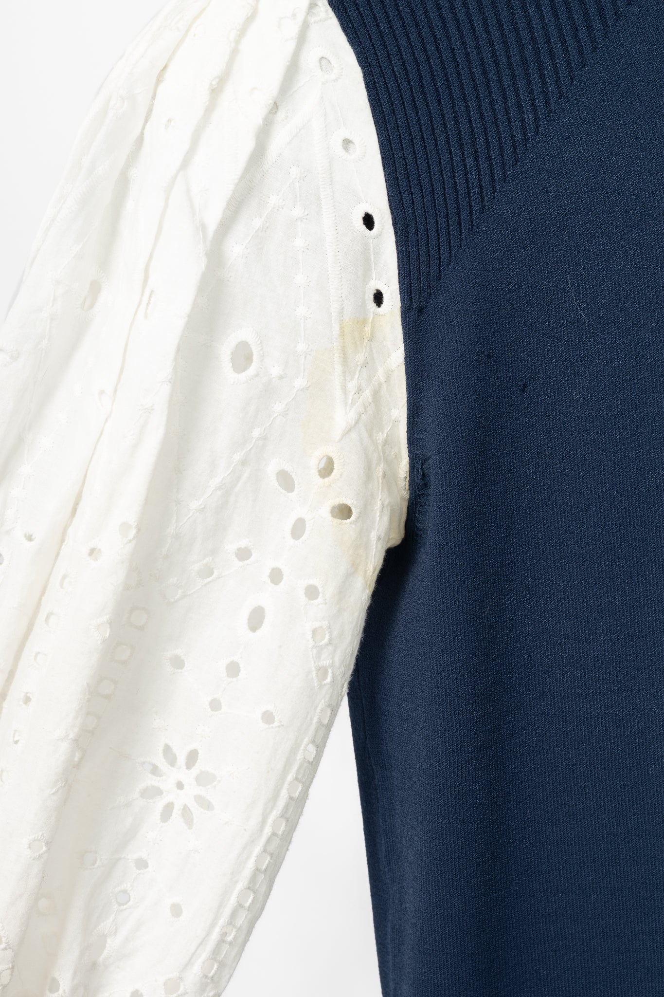 Veronica Beard Roy Navy Mix-Media Sweater