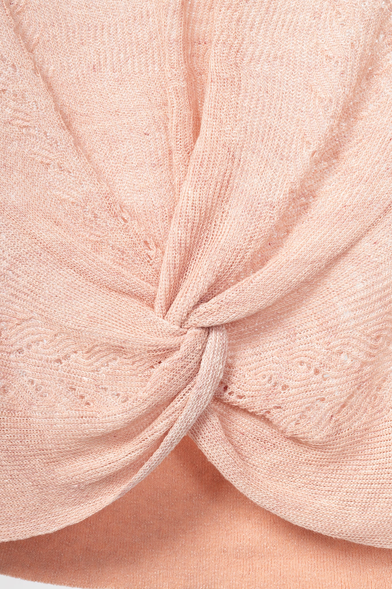 Veronica Beard Kellen Dusty Pink Linen Pointelle Twist-Front Sleeveless Sweater
