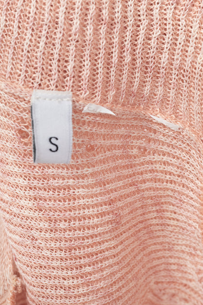 Veronica Beard Kellen Dusty Pink Linen Pointelle Twist-Front Sleeveless Sweater