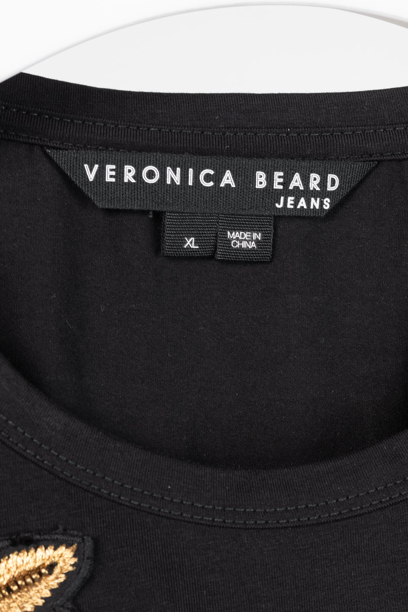Veronica Beard Jeans Franchi Black Embroidered Puff-Sleeve Top