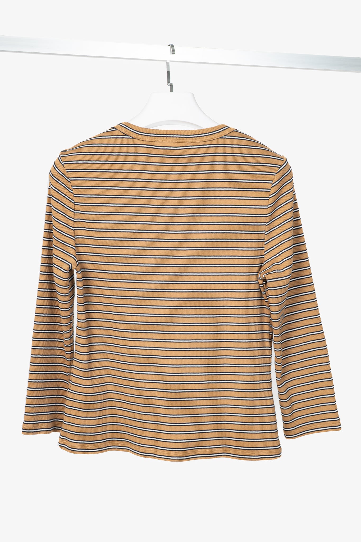 Veronica Beard Pruitt Brown Multi Striped Three-Quarter-Sleeve Shirt