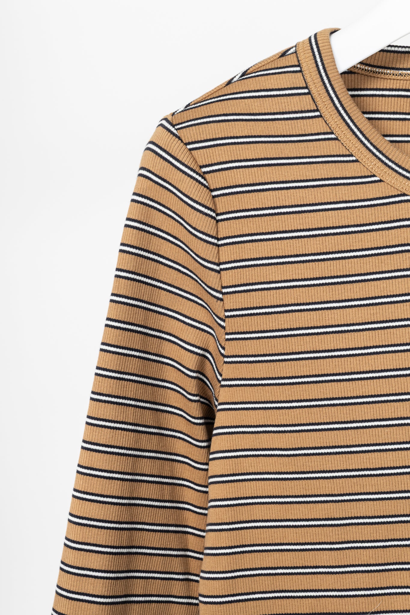 Veronica Beard Pruitt Brown Multi Striped Three-Quarter-Sleeve Shirt