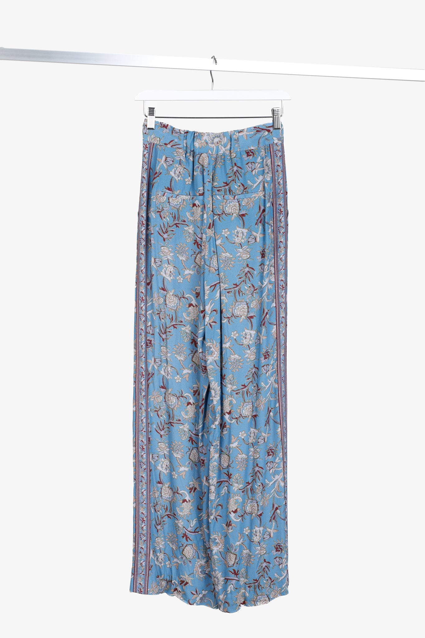 Veronica Beard Blue Pomeline Floral-Print Crepe de Chine Pants