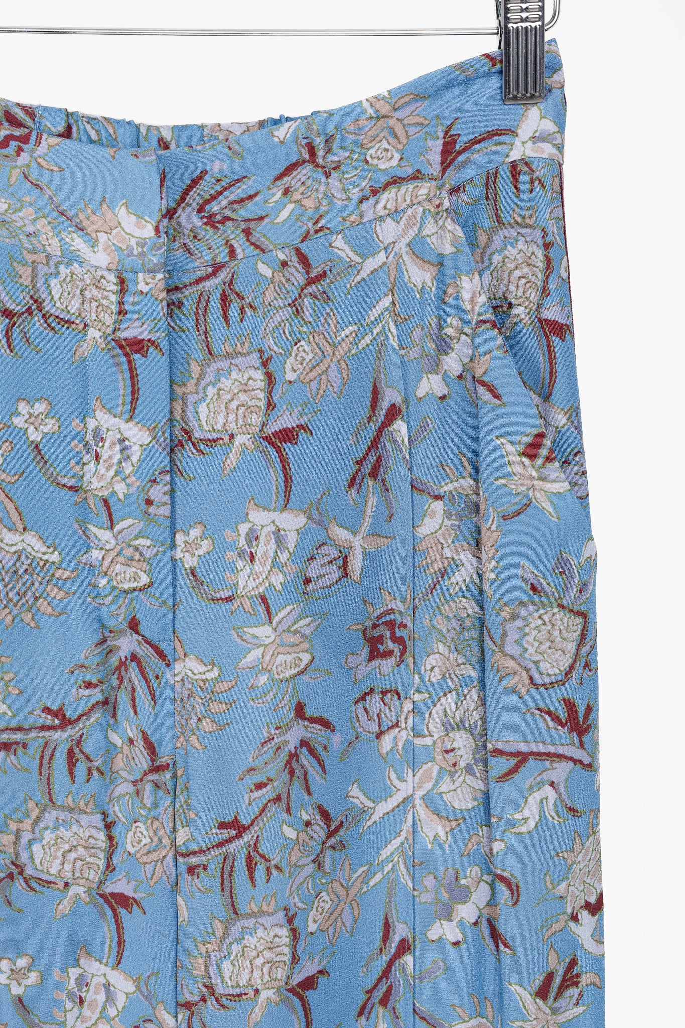 Veronica Beard Blue Pomeline Floral-Print Crepe de Chine Pants