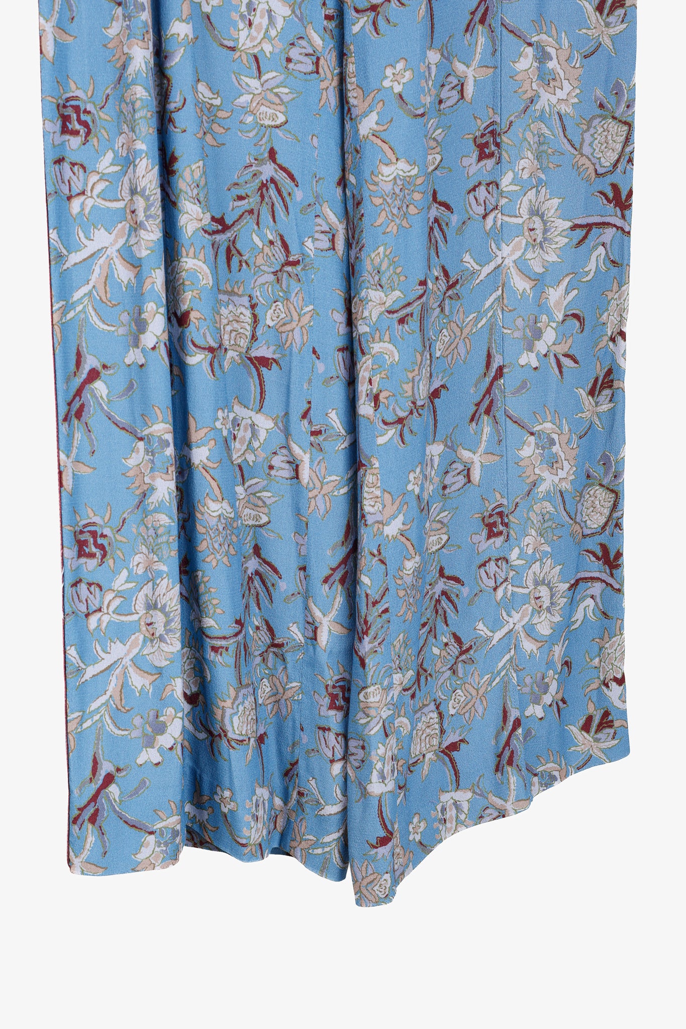 Veronica Beard Blue Pomeline Floral-Print Crepe de Chine Pants