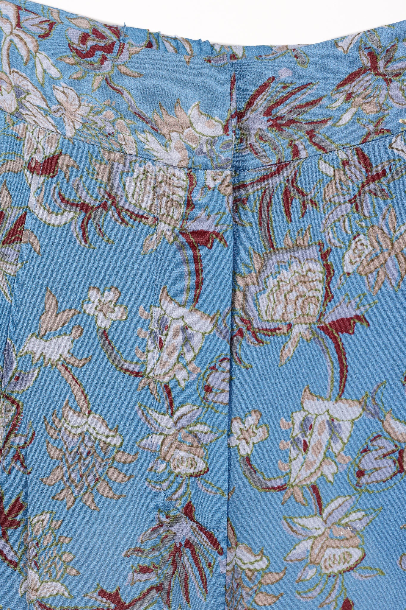 Veronica Beard Blue Pomeline Floral-Print Crepe de Chine Pants