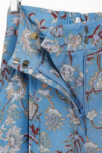 Veronica Beard Blue Pomeline Floral-Print Crepe de Chine Pants