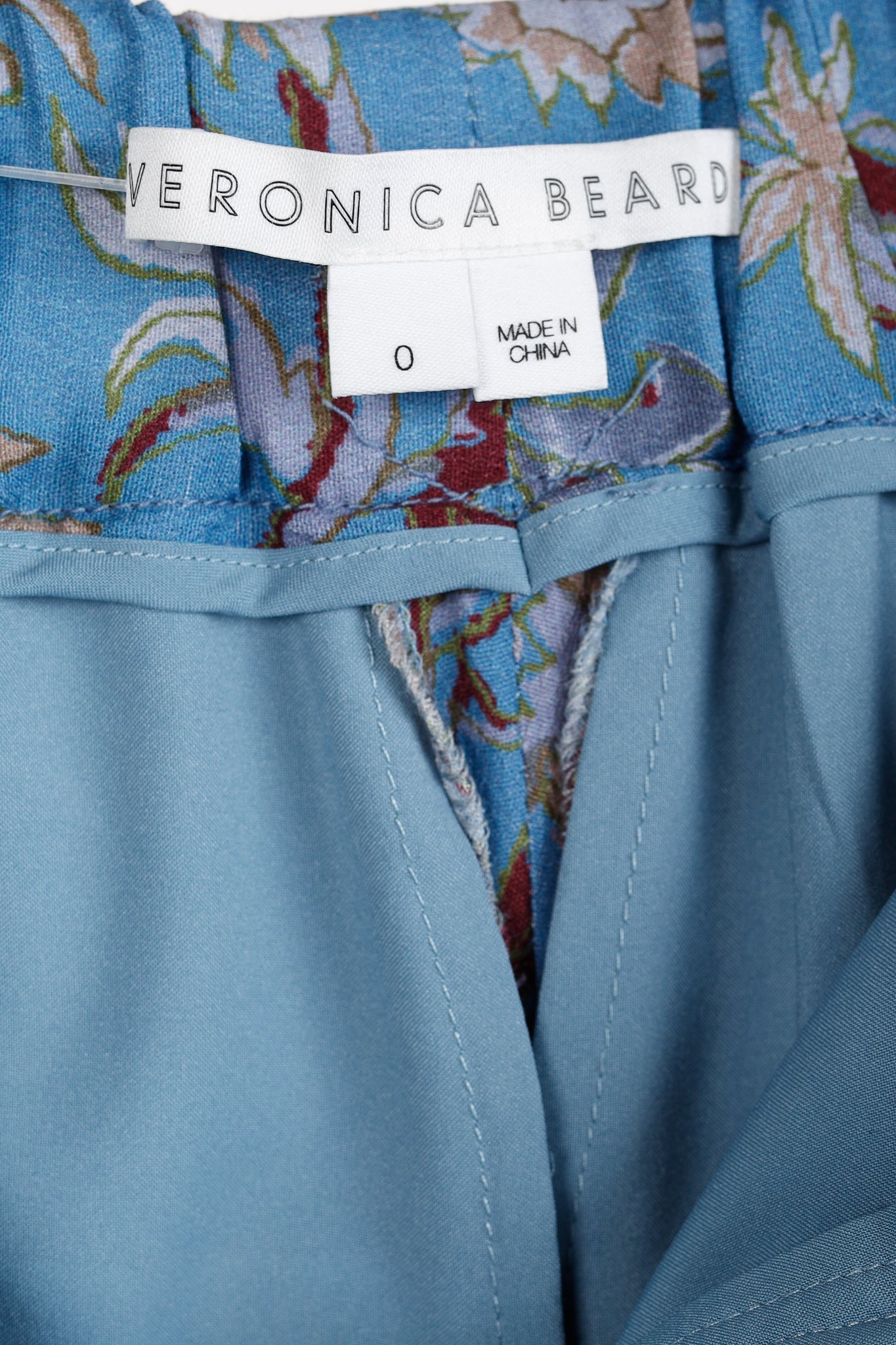 Veronica Beard Blue Pomeline Floral-Print Crepe de Chine Pants