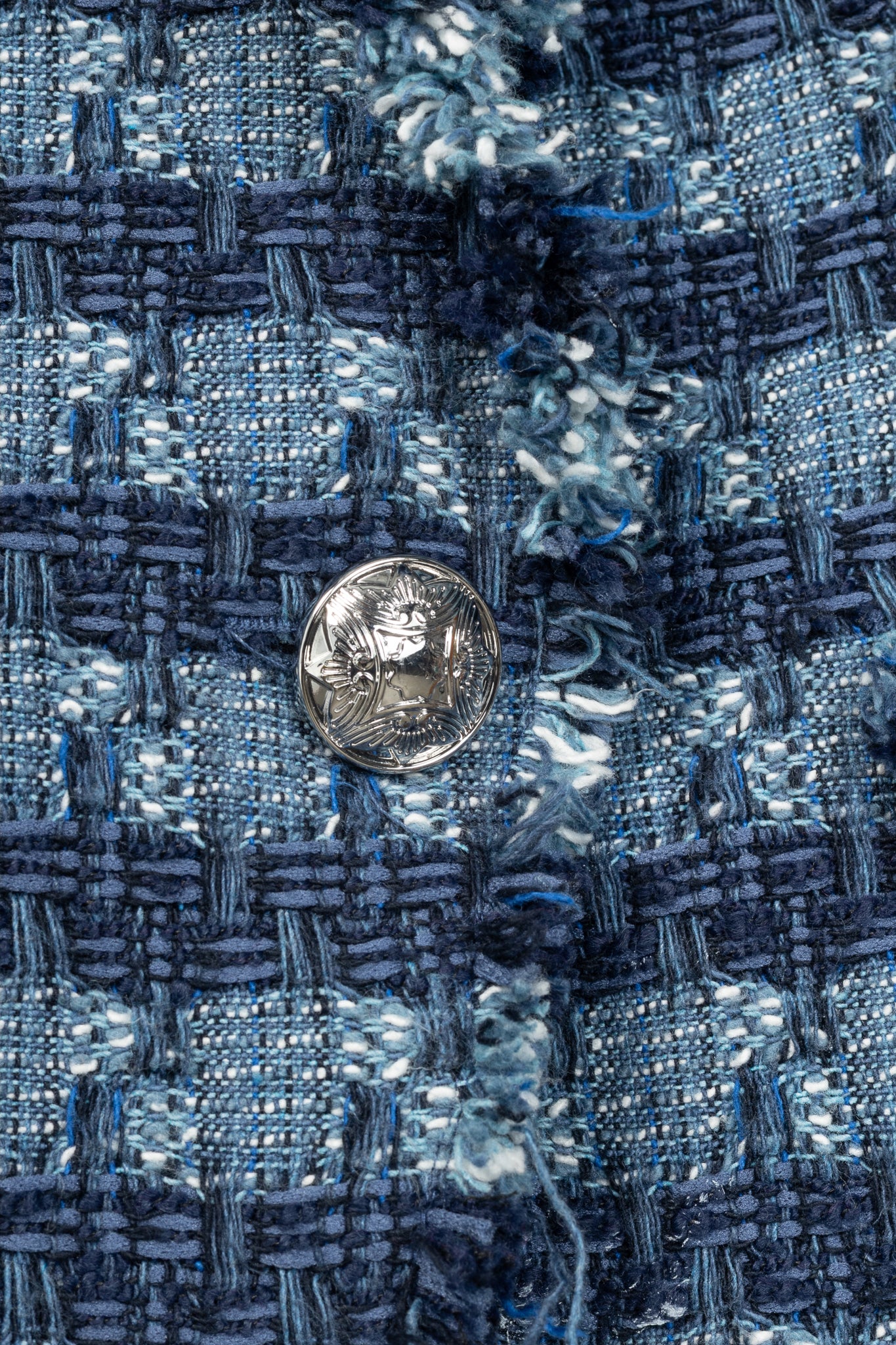 Veronica Beard Blue Striped Cutaway Tweed Dickey Jacket