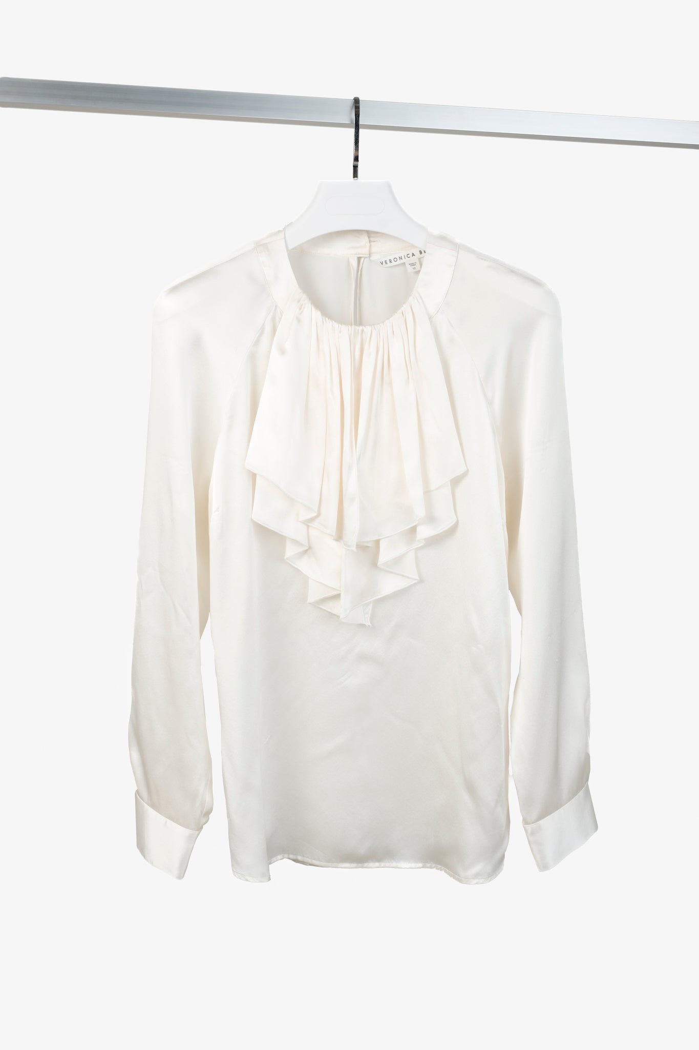 Veronica Beard AW/16 Cream Silk Ruffle-Neck Blouse