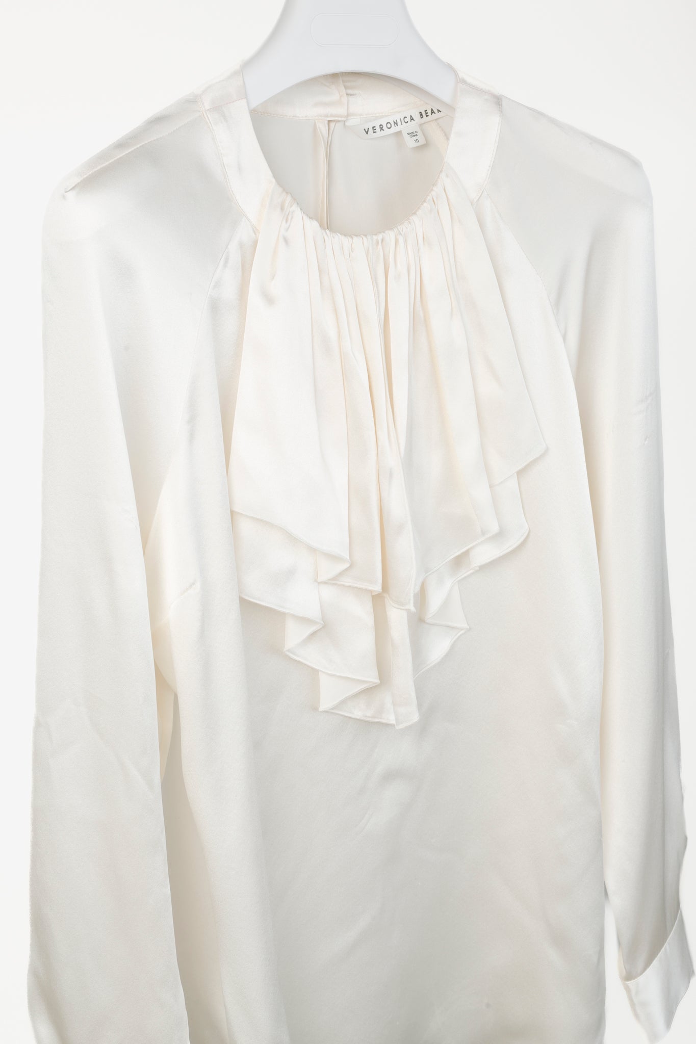 Veronica Beard AW/16 Cream Silk Ruffle-Neck Blouse