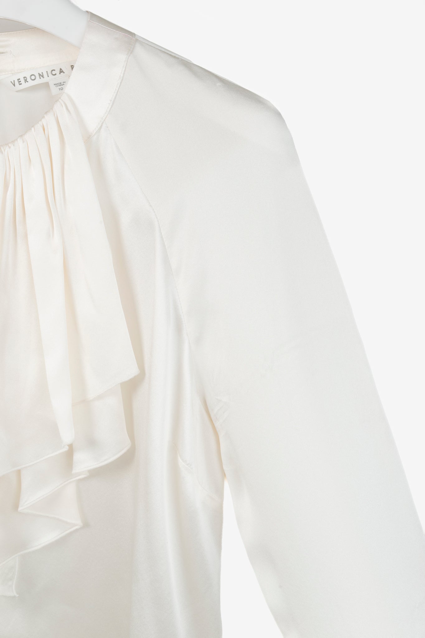 Veronica Beard AW/16 Cream Silk Ruffle-Neck Blouse