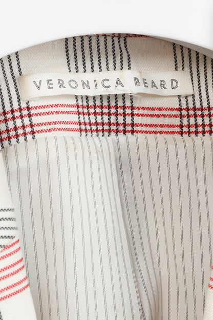Veronica Beard Rosa Red & White Plaid Ruffle-Sleeve Vest