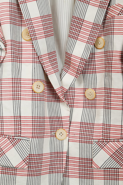 Veronica Beard Rosa Red & White Plaid Ruffle-Sleeve Vest