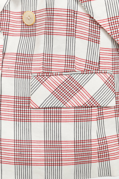 Veronica Beard Rosa Red & White Plaid Ruffle-Sleeve Vest