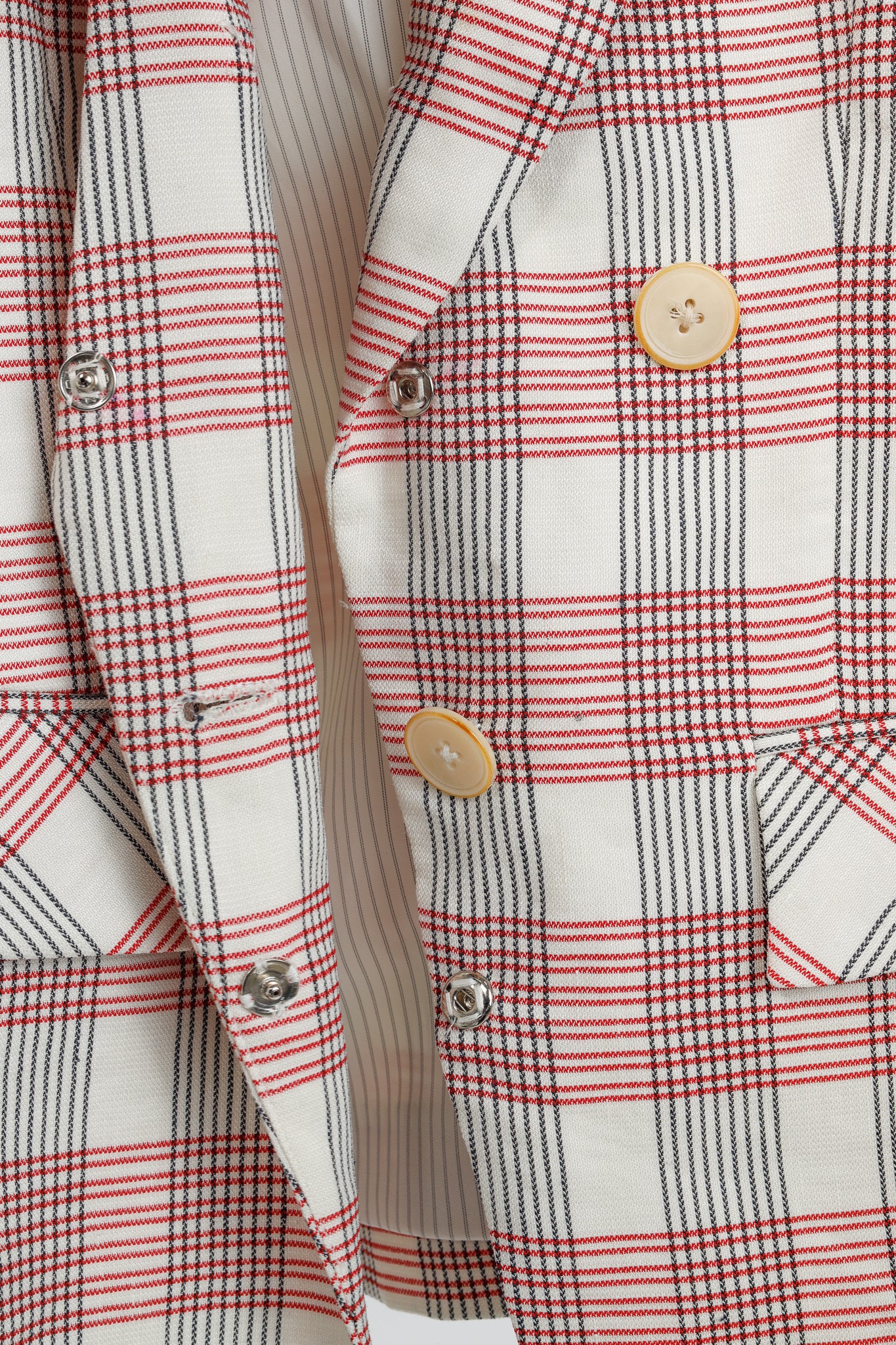 Veronica Beard Rosa Red & White Plaid Ruffle-Sleeve Vest