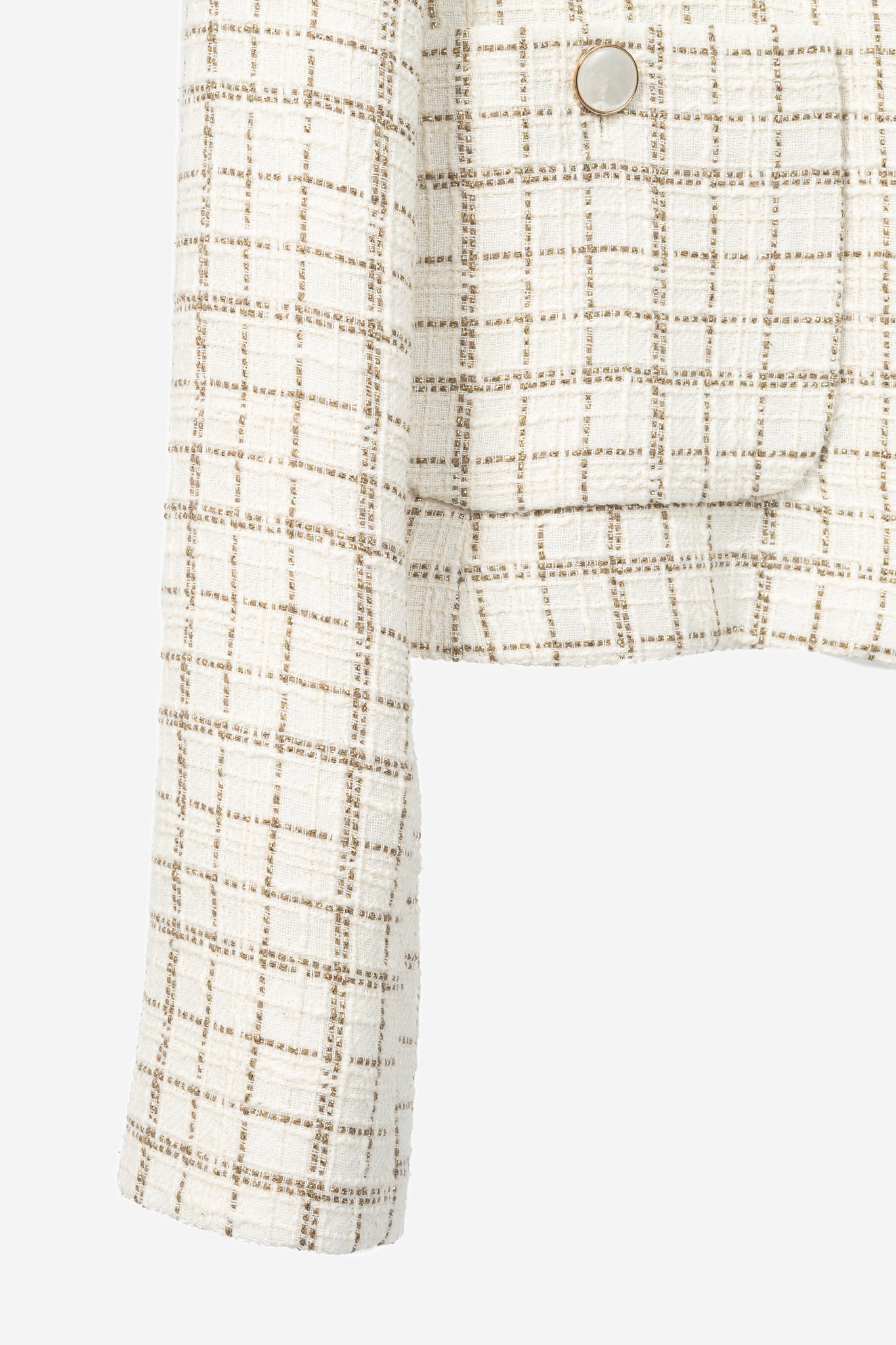 Veronica Beard Andrea Dove & Gold Lurex Metallic Plaid-Tweed Jacket