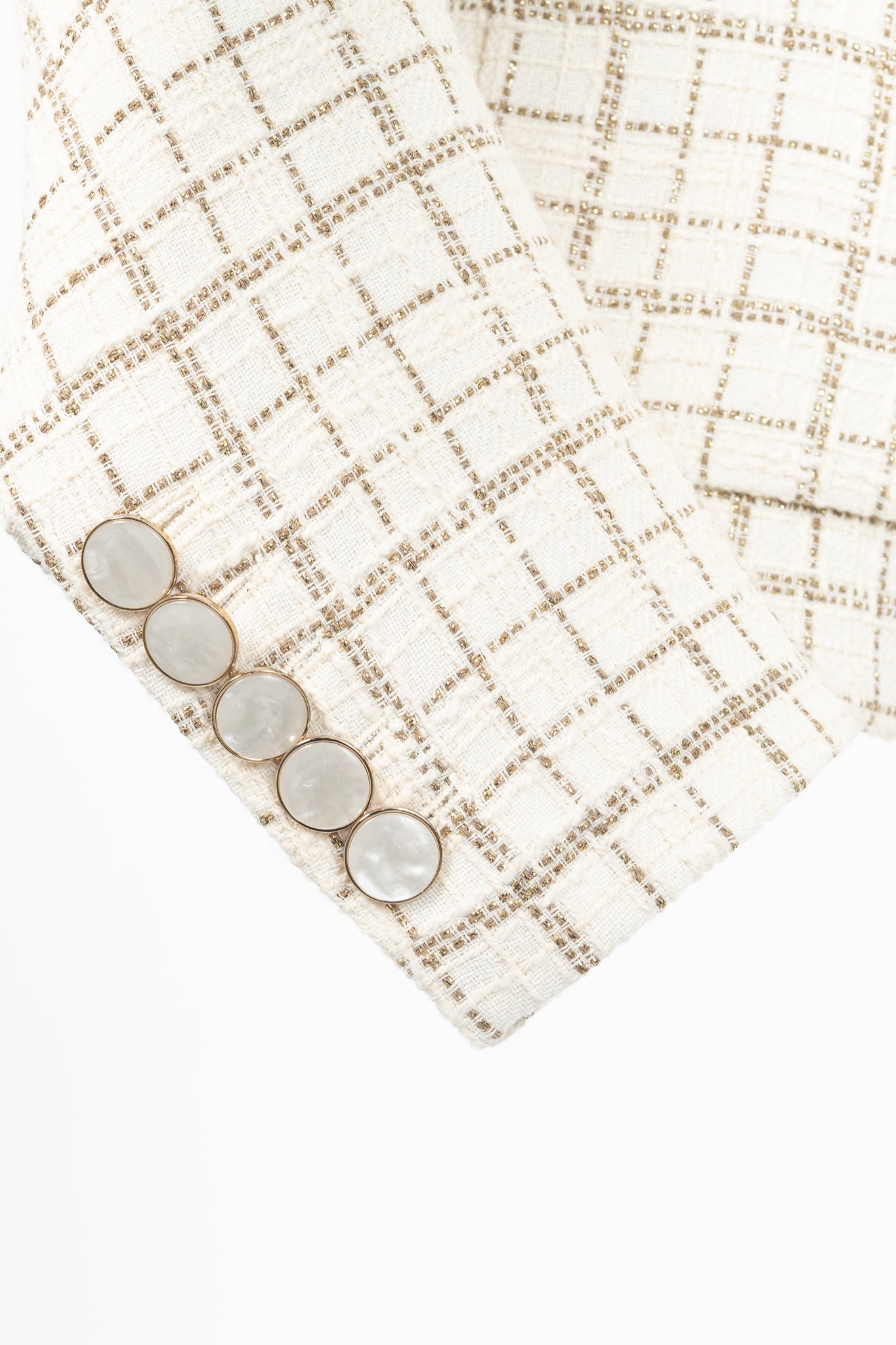 Veronica Beard Andrea Dove & Gold Lurex Metallic Plaid-Tweed Jacket