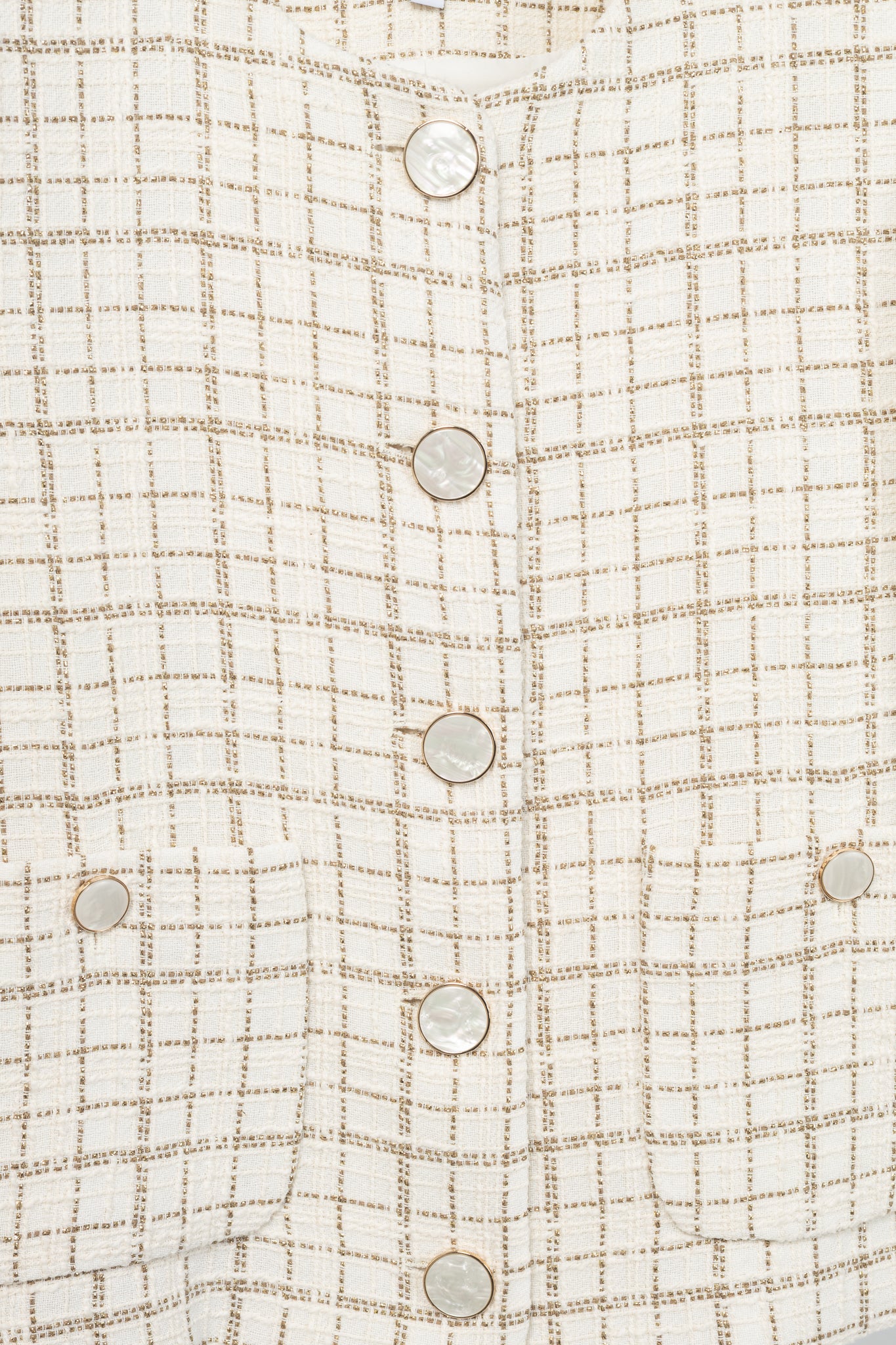 Veronica Beard Andrea Dove & Gold Lurex Metallic Plaid-Tweed Jacket
