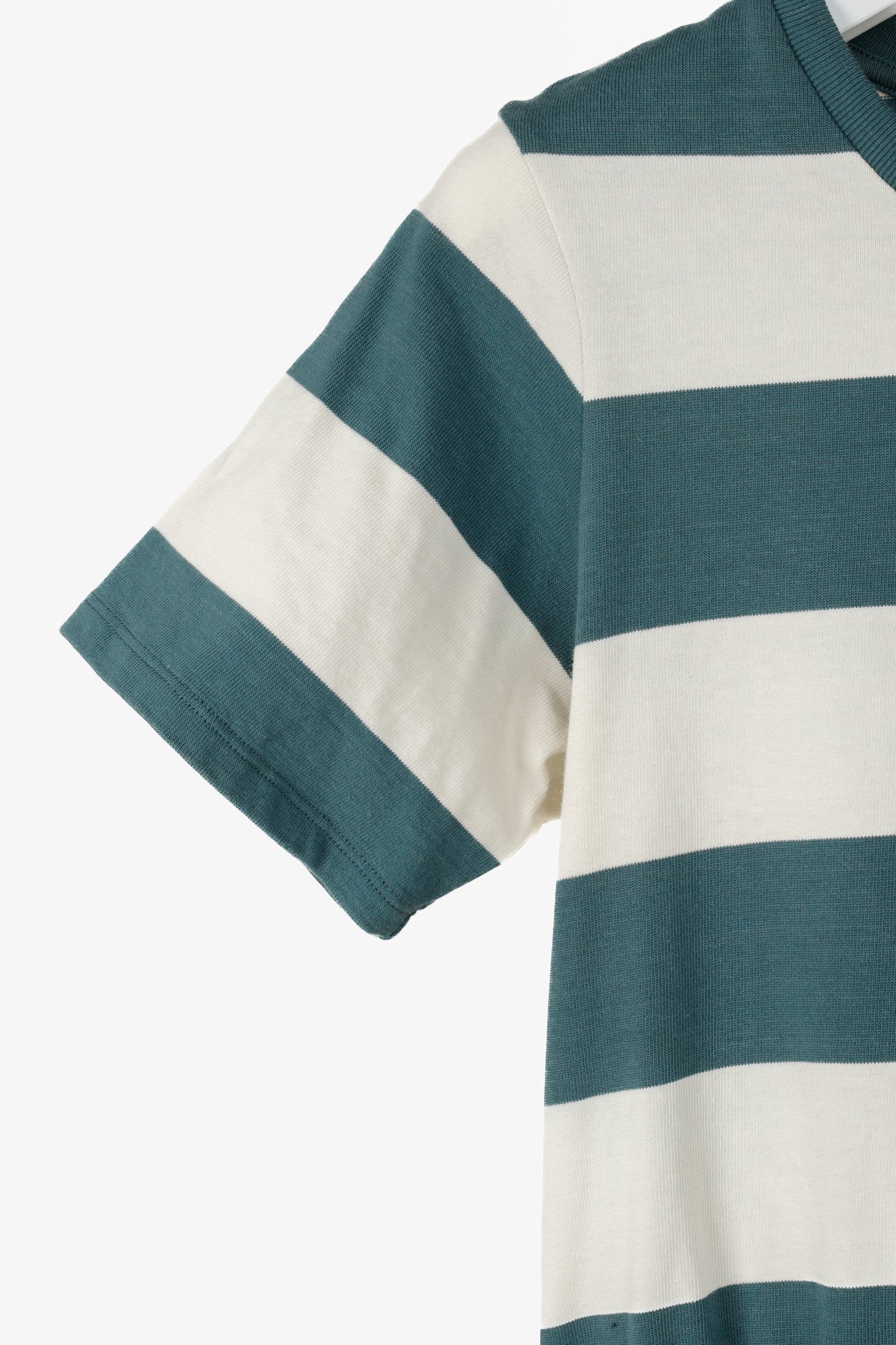 Veronica Beard Jeans Tyla Teal and Ecru Striped Knot-Front Tee Dress