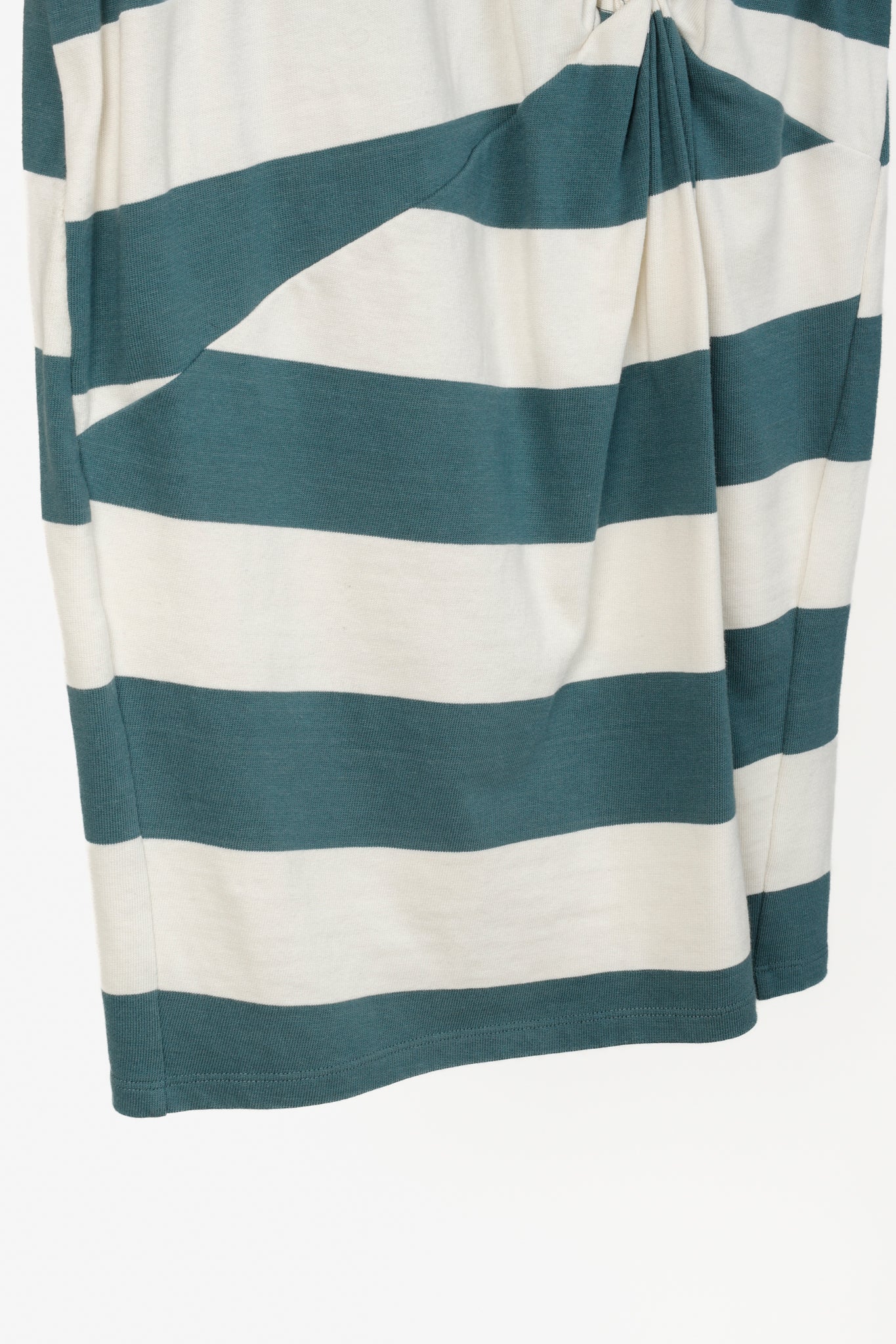 Veronica Beard Jeans Tyla Teal and Ecru Striped Knot-Front Tee Dress