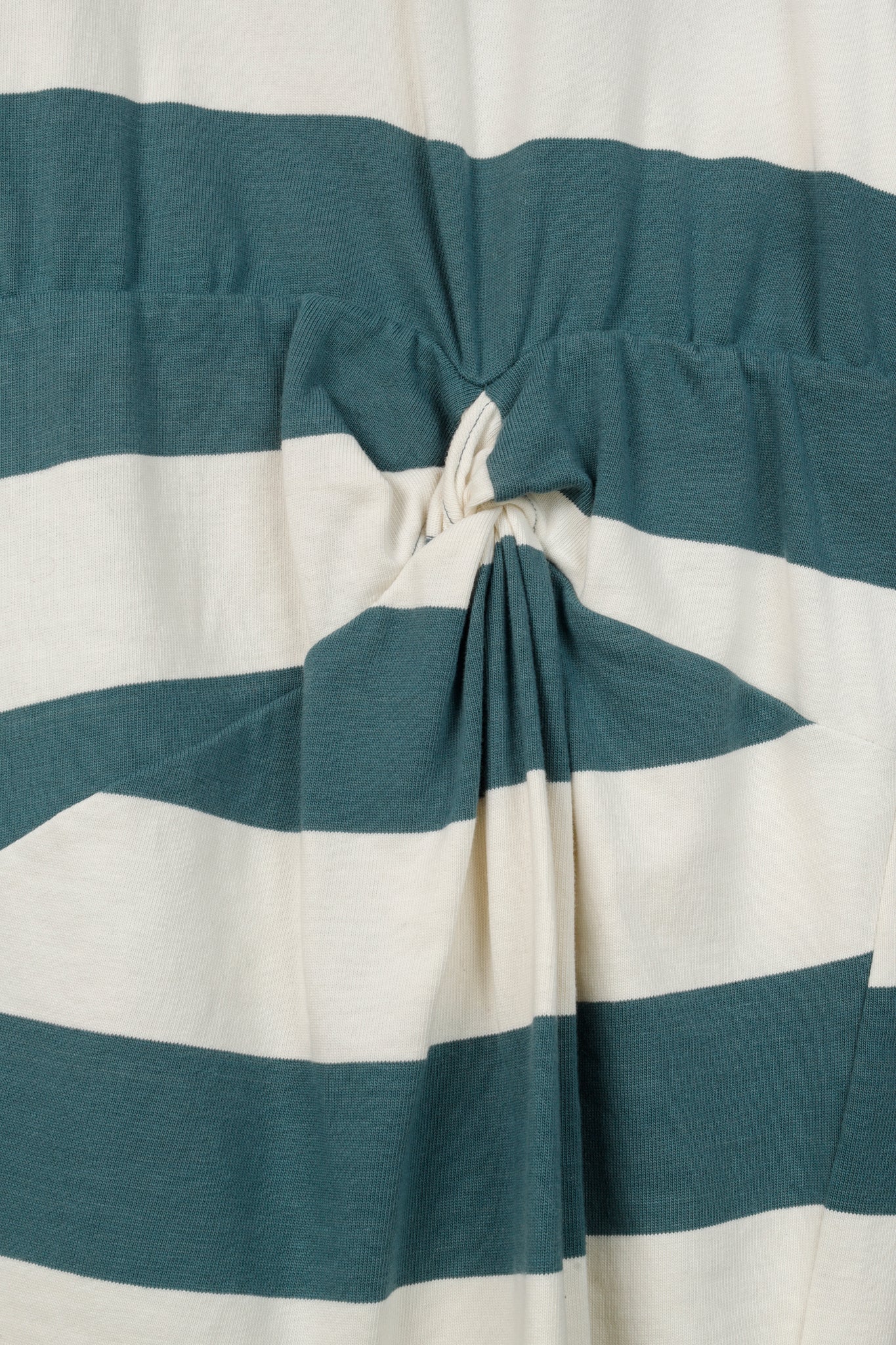 Veronica Beard Jeans Tyla Teal and Ecru Striped Knot-Front Tee Dress