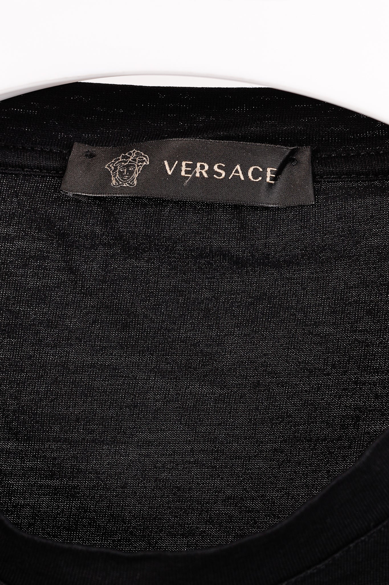 Versace Black Cotton Jersey Rhinestone & Chainlink Medusa Tee