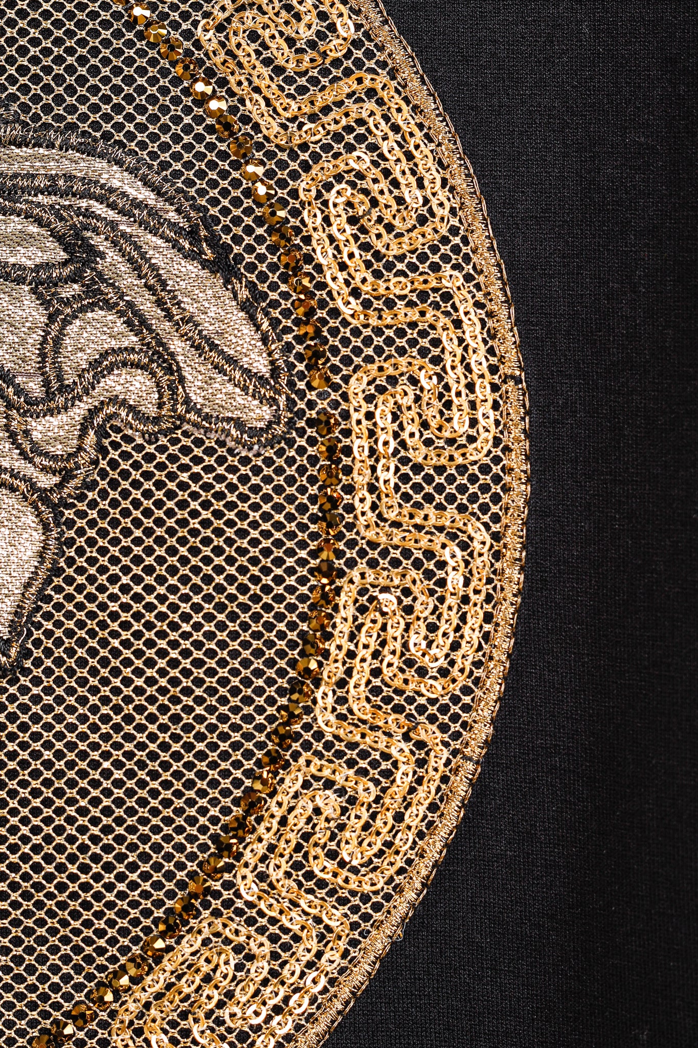 Versace Black Cotton Jersey Rhinestone & Chainlink Medusa Tee