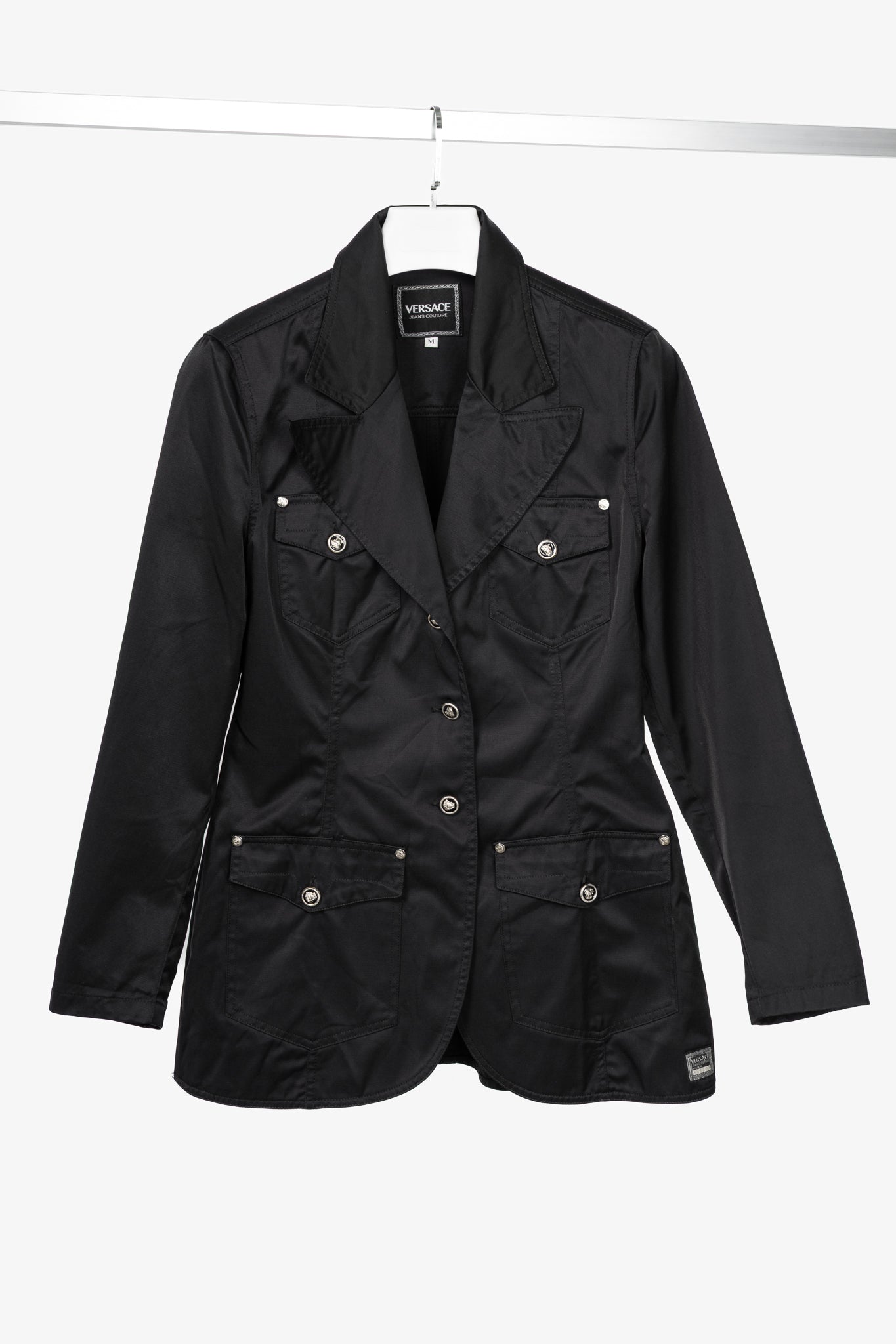 Versace Jeans Couture Black Cotton & Nylon Twill Utility Blazer