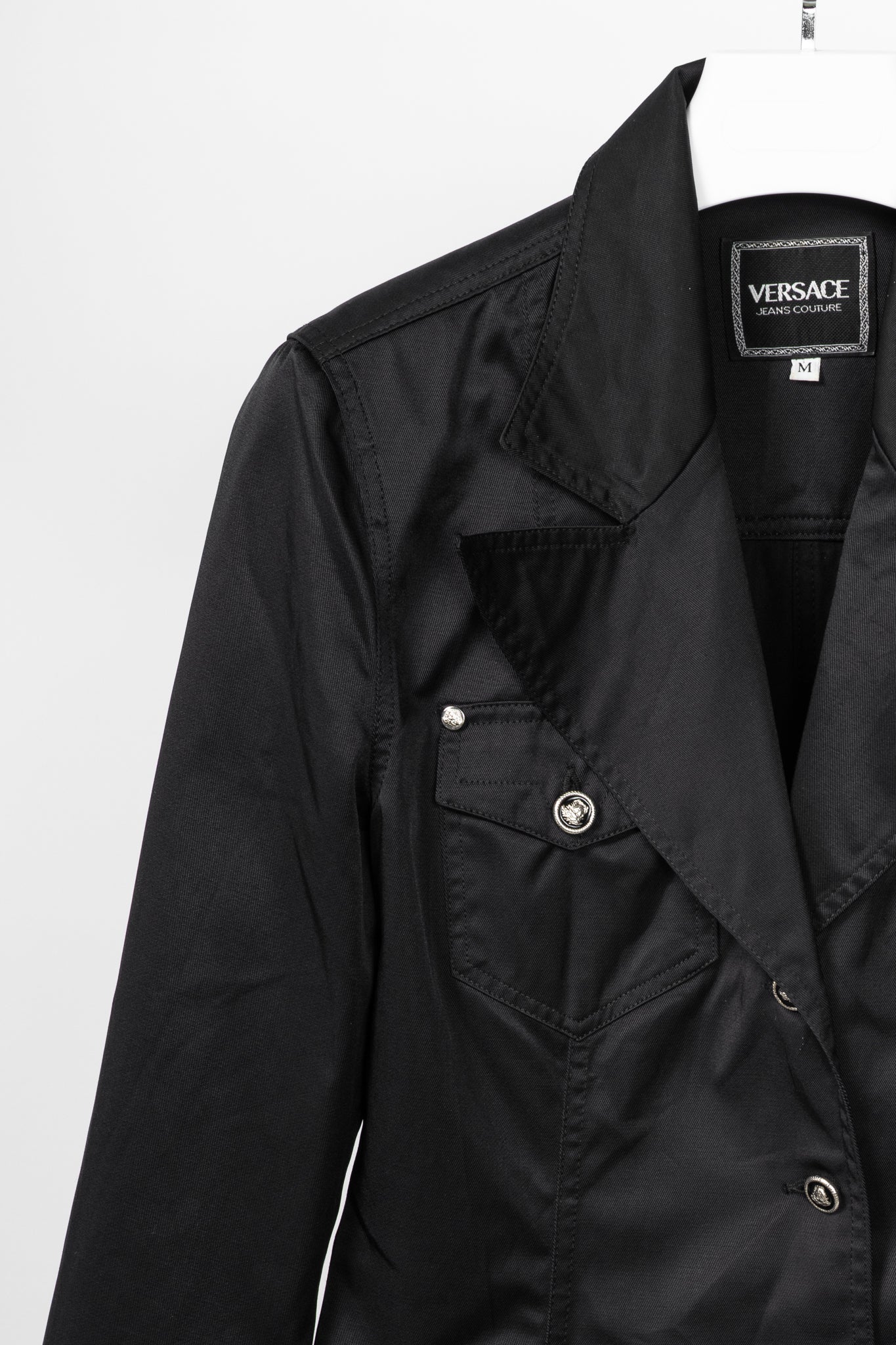 Versace Jeans Couture Black Cotton & Nylon Twill Utility Blazer